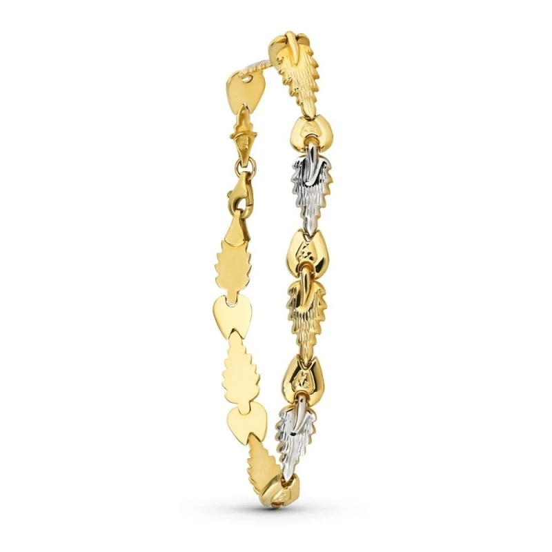 Pulsera Oro Bicolor 18k mujer formas combinadas detalles combinadas l