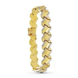 Pulsera Oro Bicolor 18k mujer lisa detalles bordes combinada brillo m