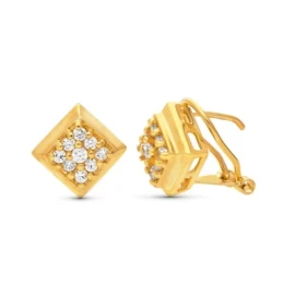 Pendientes Oro 18k mujer 11 mm. rombo circonitas
