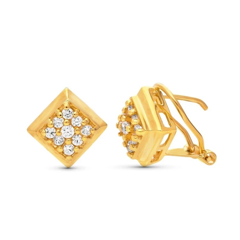 Pendientes Oro 18k mujer 11 mm. rombo circonitas