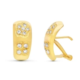 Pendientes Oro 18k mujer 17 mm. flores circonitas centro combinadas l