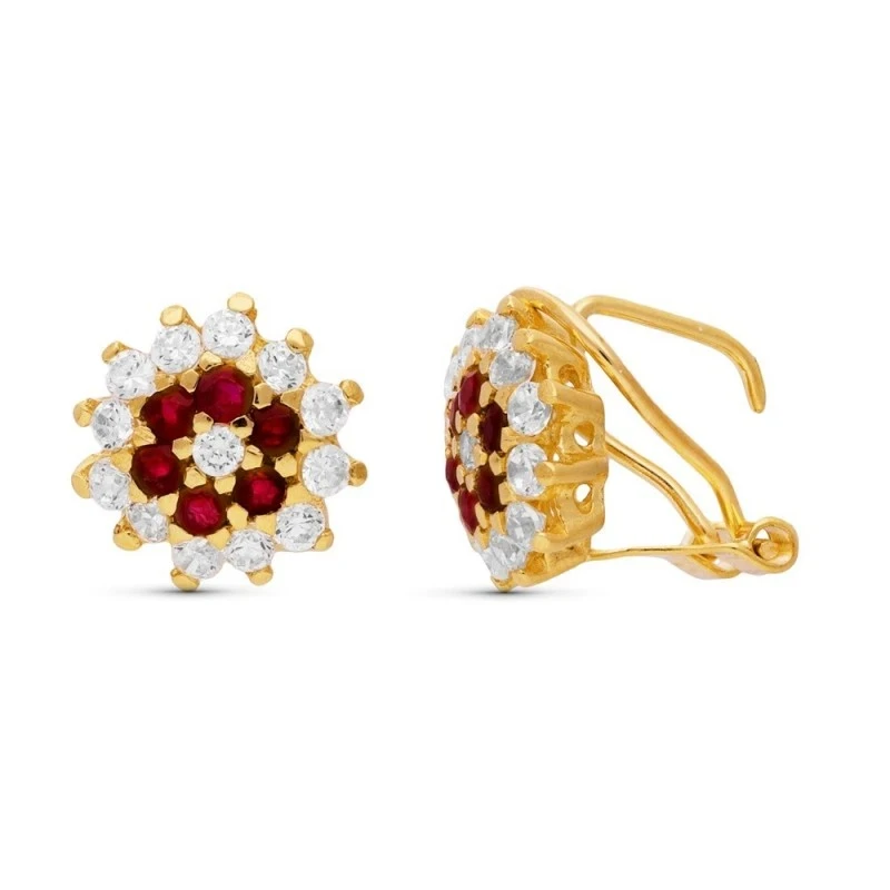 Pendientes Oro 18k mujer 19 mm. cuajo circonitas colores combinados