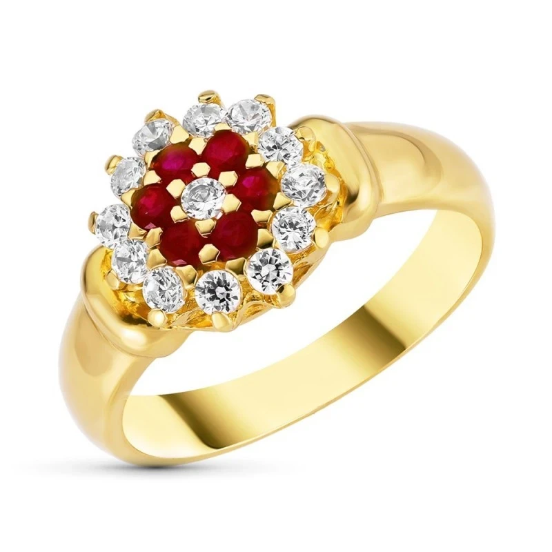 Sortija Oro 18k mujer cabeza centro 19 mm. cuajo circonitas colores c