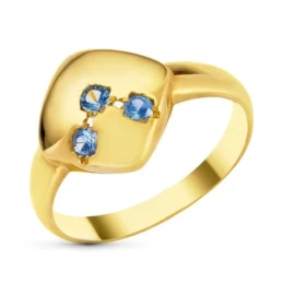 Sortija Oro 18k mujer cabeza rombo circonitas color azul