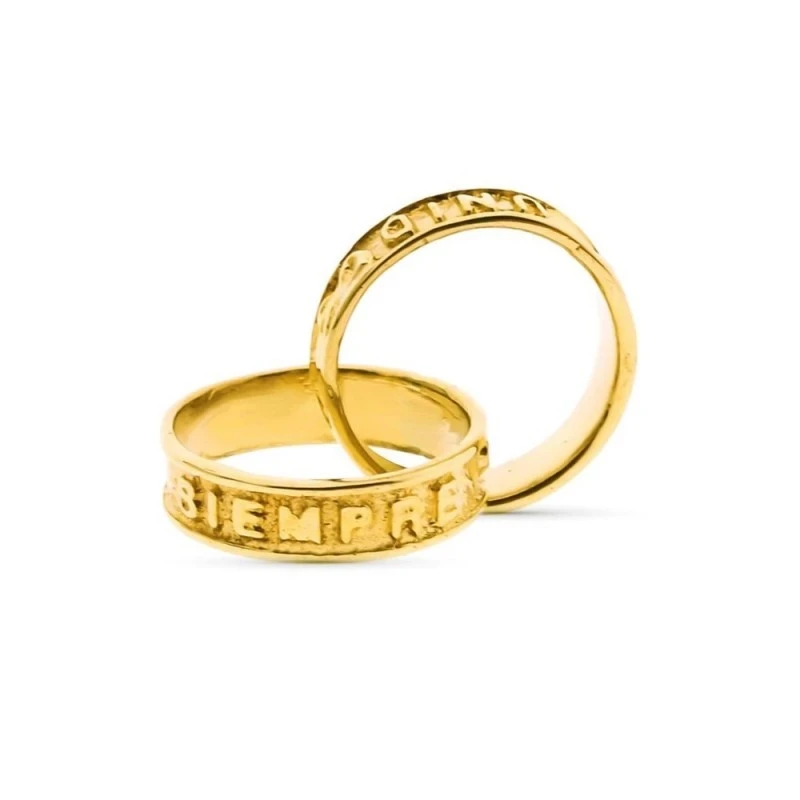 Colgante Oro 18k enamorados 10 mm. alianzas enlazadas mensaje SIEMPRE