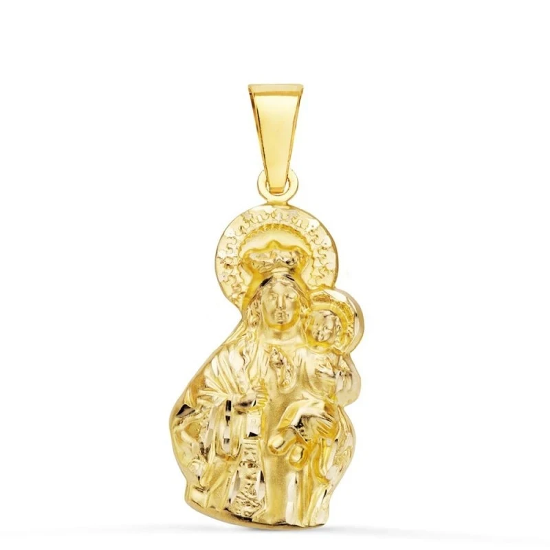 Virgen del Carmen Colgante Oro 18k unisex 28 mm. silueta tallada. Gra