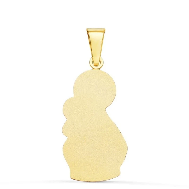 Virgen del Carmen Colgante Oro 18k unisex 28 mm. silueta tallada. Gra
