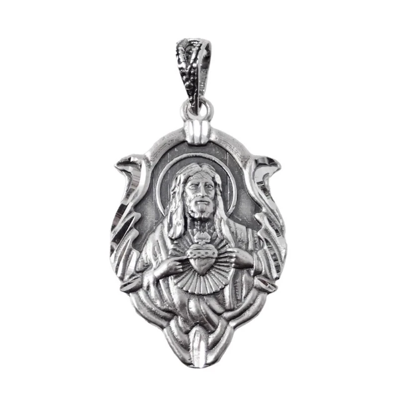 Corazón de Jesús Virgen del Carmen Escapulario Plata Ley 925m unisex