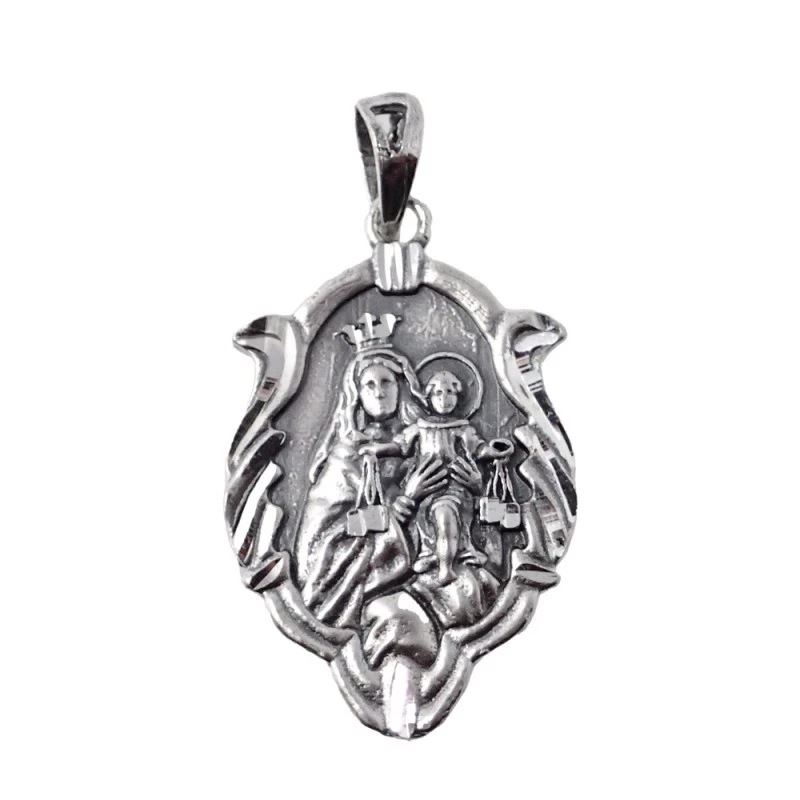 Corazón de Jesús Virgen del Carmen Escapulario Plata Ley 925m unisex