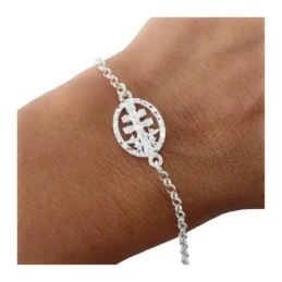 Cruz de Caravaca Pulsera Plata Ley 925m unisex 17 cm. cadena rolo det