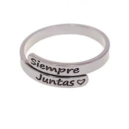 Sortija Plata Ley 925m mujer dos bandas mensaje SIEMPRE JUNTAS ancho