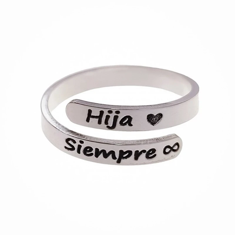 Sortija Plata Ley 925m mujer cruzada mensaje SIEMPRE HIJA detalle cor