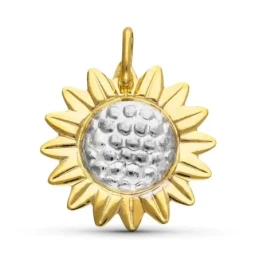 Colgante Oro Bicolor 18k mujer 18 mm. forma girasol
