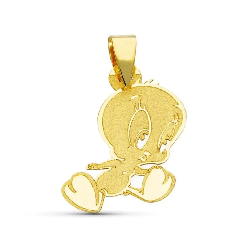 Piolín Colgante Oro 18k unisex láser mate combinado brillo