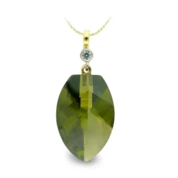Colgante Oro Bicolor 18k mujer 23 mm. piedra olivina detalle circonit