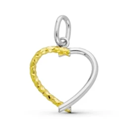 Colgante Oro Bicolor 18k mujer 25 mm.forma corazón calado detalles re