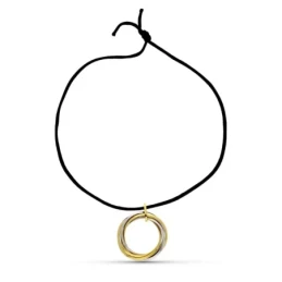 Colgante Oro Bicolor 18k mujer aros entrelazados calados