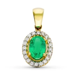 Colgante Oro 18k mujer 7 mm. ovalado esmeralda centro combinada circo