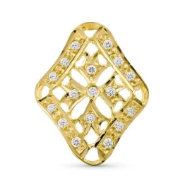Colgante Oro 18k mujer forma rombo circonitas caladas