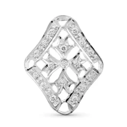 Colgante Oro Blanco 18k mujer forma rombo circonitas caladas