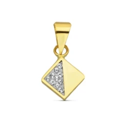 Colgante Oro 18k mujer 10 mm. forma rombo liso combinado circonitas
