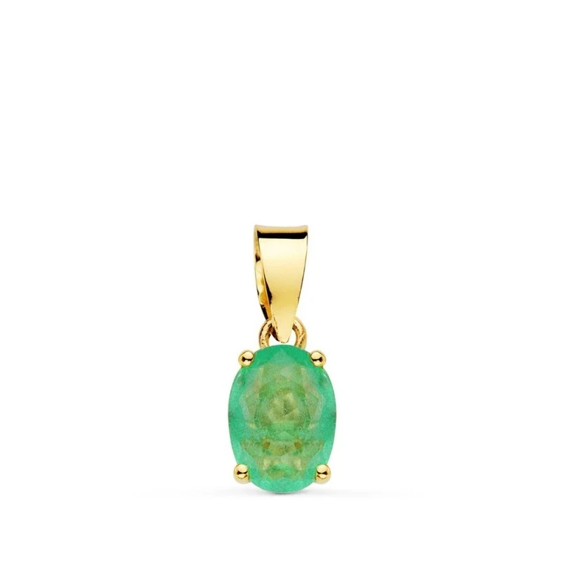 Colgante Oro 18k mujer 8 mm. cuarzo verde 8 mm. garras