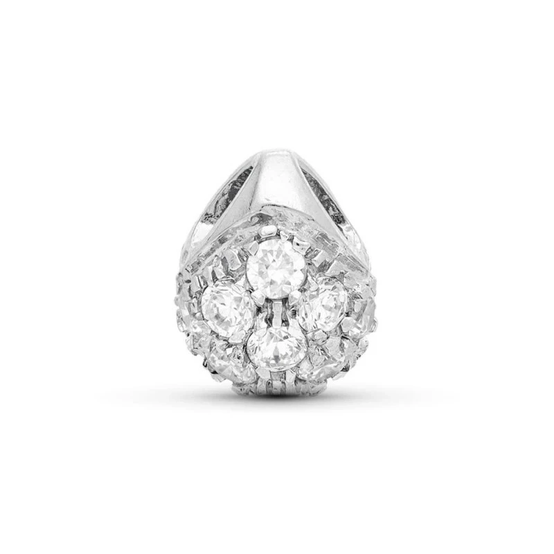 Colgante Oro Blanco 18k mujer bola detalle circonitas
