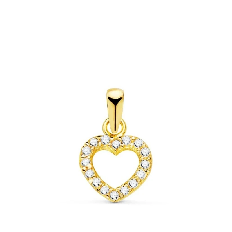 Colgante Oro Blanco 18k mujer 7.5 mm. forma corazón calado circonitas