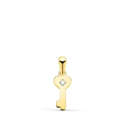 Colgante Oro 18k mujer 14 mm. forma llave circonita centro lisa