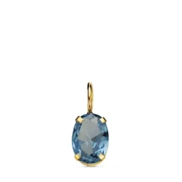Colgante Oro 18k mujer 7 mm. piedra color aguamarina ovalada garras