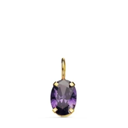 Colgante Oro 18k mujer 7 mm. piedra color amatista ovalada garras