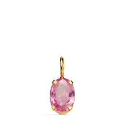Colgante Oro 18k mujer 7 mm. piedra color rosa ovalada garras