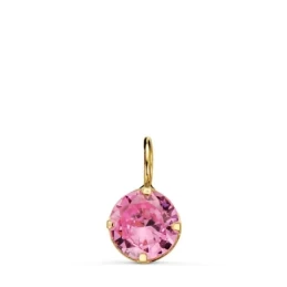 Colgante Oro 18k mujer 6 mm. piedra redonda color rosa garras