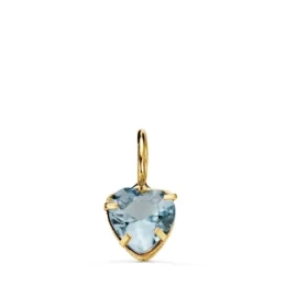 Colgante Oro 18k mujer 5 mm. forma corazón piedra color aguamarina