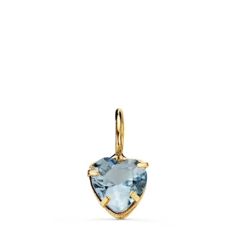 Colgante Oro 18k mujer 5 mm. forma corazón piedra color aguamarina