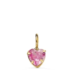Colgante Oro 18k mujer 5 mm. forma corazón piedra color rosa