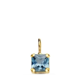 Colgante Oro 18k mujer 5.5 mm. piedra forma cuadrada color aguamarina