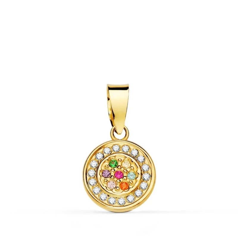 Colgante Oro 18k mujer 9 mm. circonitas combinadas multicolor