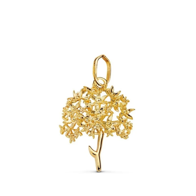 Colgante Oro 18k mujer 18 mm. árbol biznaga tallada