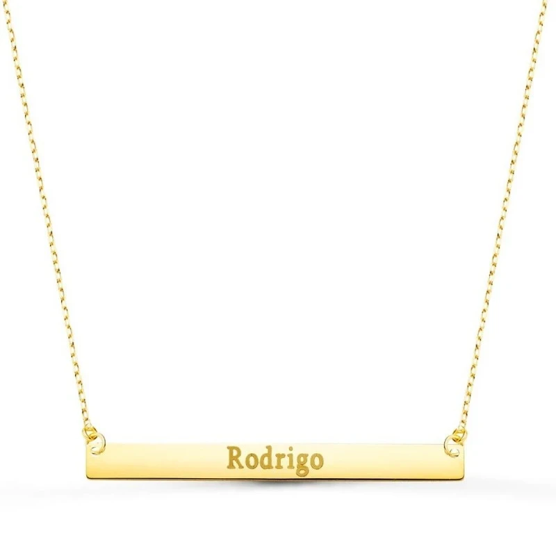 Collar Oro 18k unisex 44 cm. cadena chapa lisa horizontal 4 cm.