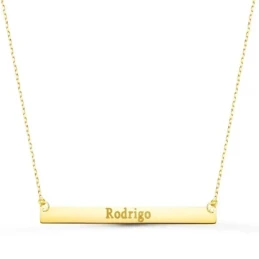 Collar Oro 18k unisex 44 cm. cadena chapa lisa horizontal 4 cm.. Grab