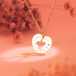 Colgante Oro 18k unisex 16 mm. corazón detalle trébol estrellas calad