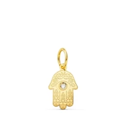 Mano Fátima Colgante Amuleto Oro 18k unisex 11 mm. detalles tallados
