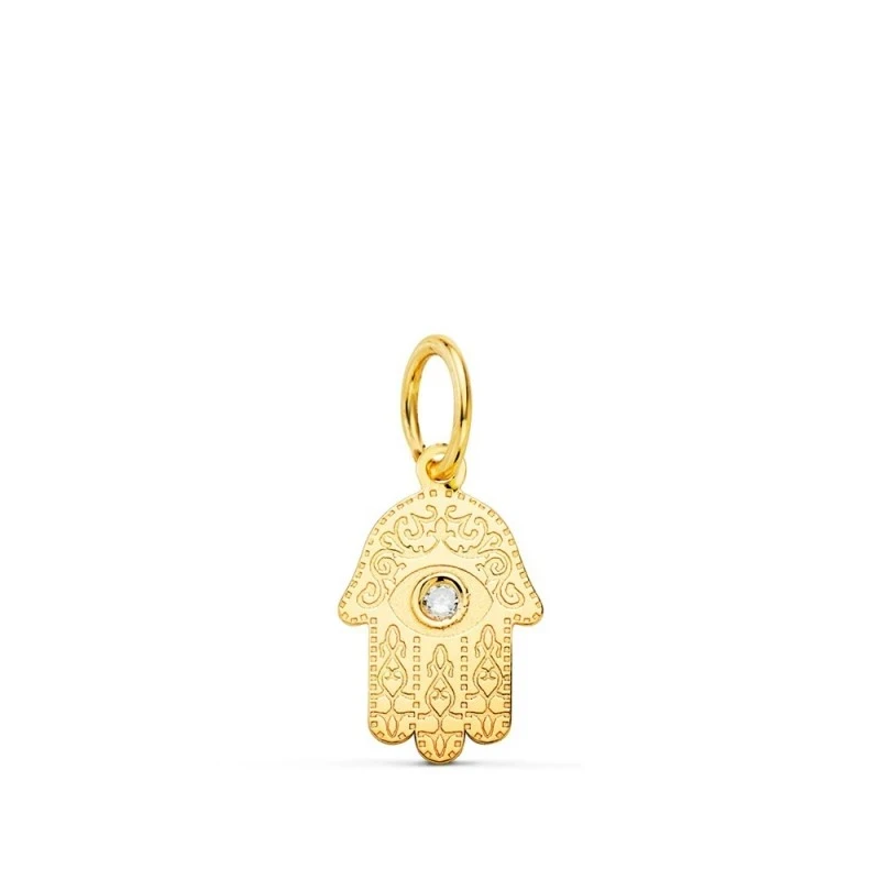 Mano Fátima Colgante Amuleto Oro 18k unisex 11 mm. detalles tallados