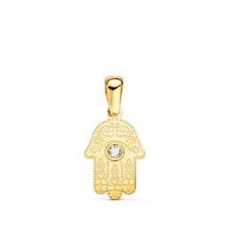 Mano Fátima Colgante Amuleto Oro 18k unisex 13 mm. detalles tallados