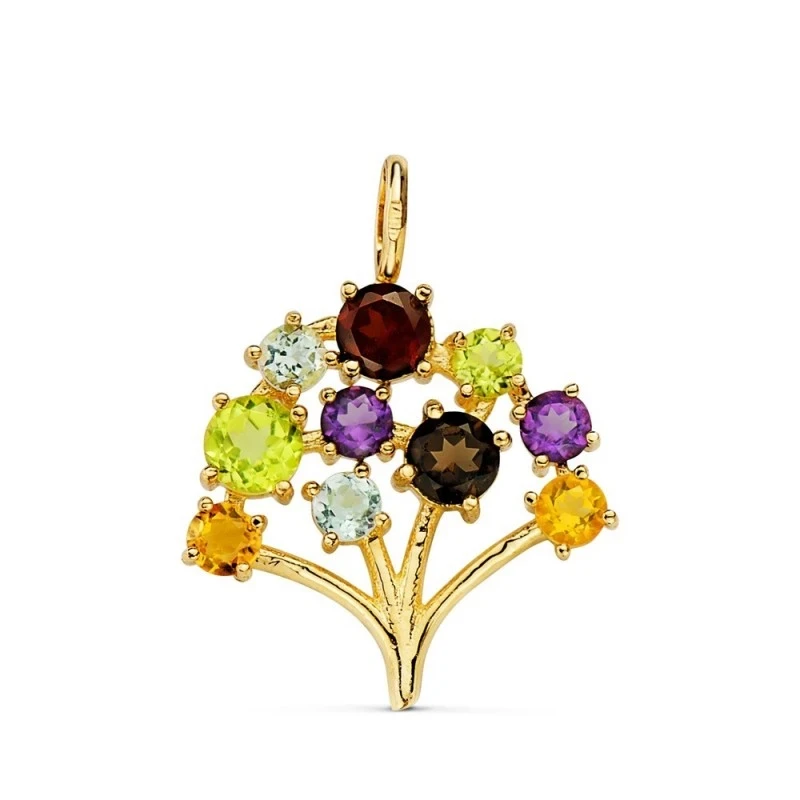 Árbol de la Vida Colgante Amuleto Oro 18k mujer 19 mm. circonitas col