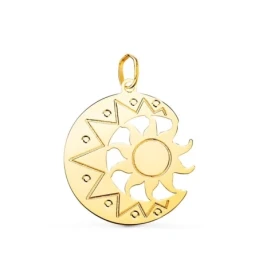 Colgante Oro 18k unisex 22 mm. luna sol brillo