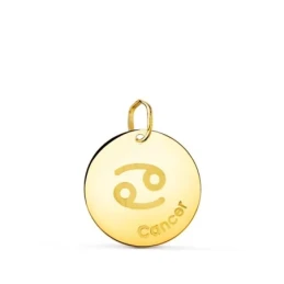 Cáncer Horóscopo Colgante Oro 18k unisex 16 mm. francés CANCER. Graba