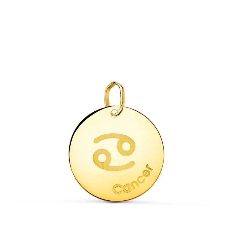Cáncer Horóscopo Colgante Oro 18k unisex 16 mm. francés CANCER. Graba