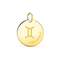 Géminis Horóscopo Colgante Oro 18k unisex 16 mm. francés GÉMEAUX. Gra